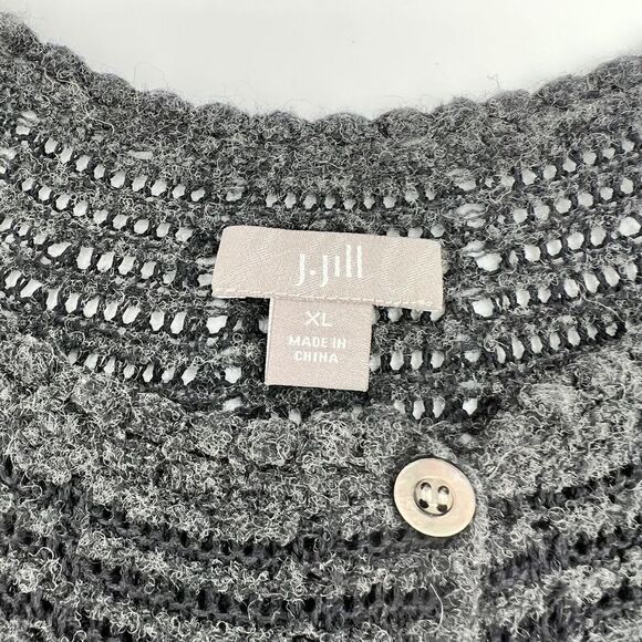 J. Jill Womens Top Size XL Gray Wool Rabbit Hair Blend Blouse Babydoll Henley - Picture 3 of 4